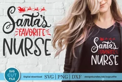 Christmas Nurse svg -Santa's favorite nurse svg for crafters Product Image 1