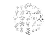 Woodland icons set, outline style Product Image 1