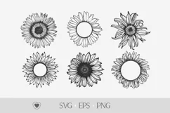 Sunflower svg, flower svg, instant download, flower border Product Image 1