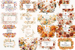 Big Watercolor Flowers Bundle 300 Floral Bouquets, Borders Product Image 6
