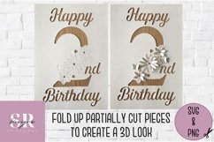 3D 2nd Birthday card | Paper cutting | birthday card SVG Product Image 3