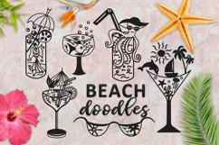 beach summer doodles funny cocktails cutting svg dxf clipart Product Image 1