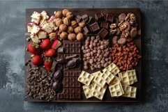 Variety of delicious chocolate being displayed on rustic woo Product Image 1