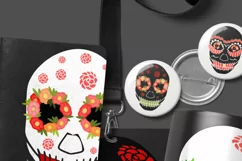 Hand Drawn Sugar Skulls ClipArt Set of 6 PNG Files Product Image 3