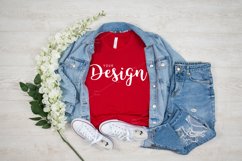 Bella Canvas 3001 Red T-shirt Mockup for Summer Product Image 1