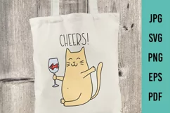 Cat SVG, Cute Cat Cut File, Kitten SVG. Glass of wine. Product Image 1