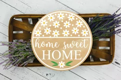 Home sweet home svg| Welcome round sign, spring door hanger Product Image 3