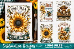 Sunflower Kitchen Towels PNG Sublimation Designs 4 Files Product Image 4