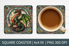 Stained Glass Dragon | Square Coaster Sublimation Design Product Image 1