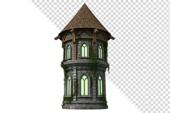 Fantasy Medieval Stone Tower with Glowing Green Windows Product Image 1