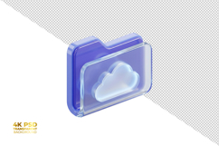 3D Transparent Glass Cloud Folder Icon Isolated Product Image 1