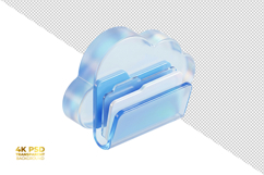 3D Transparent Glass Cloud Storage Folder Isolated Product Image 1