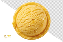 Top View of Single Scoop Yellow Mango Ice Cream Product Image 1