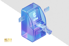 3D Transparent Glass ATM Machine Icon Isolated Product Image 1