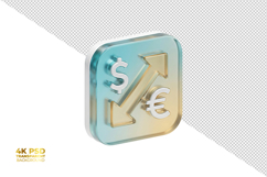 3D Transparent Glass Currency Exchange Icon Isolated Product Image 1