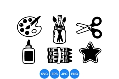 Hand Drawn Art Supplies Clipart Design Product Image 1