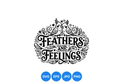 Romantic Birds and Feathers Hand Drawn Clipart Product Image 1