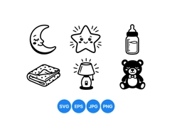 Cute Baby Nursery Icons SVG Design Product Image 1