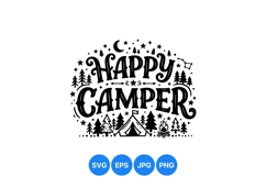 Hand Drawn Happy Camper Camping SVG Illustration Product Image 1