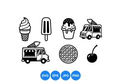 Black And White Ice Cream Icons For Printables Product Image 1