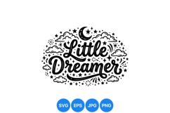 Hand Lettered Little Dreamer Night Sky Illustration Product Image 1