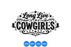 Vintage Long Live Cowgirls Western Clipart Design Product Image 1
