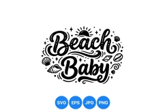 Hand Lettered Beach Baby Summer SVG Design Product Image 1
