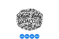 Hand Drawn Plant Lady Social Club SVG Design Product Image 1
