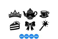 Elegant Tea Party Clipart Illustration For Invitations Product Image 1