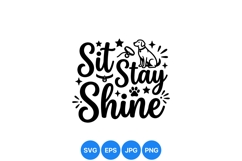 Cute Sit Stay Shine Dog SVG Clipart Design Product Image 1