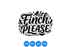 Hand Lettered Finch Bird Typography Design Product Image 1