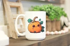 Cute kawaii pumpkin SVG, pumpkin clipart png Product Image 2