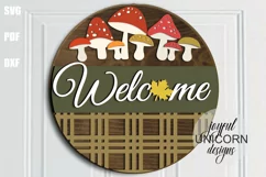 Mushrooms Welcome Sign SVG| Fall Door Hanger SVG Product Image 2