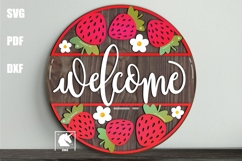 Strawberry Welcome Sign SVG | Summer Spring Door Hanger Product Image 1