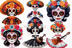 Dia De Los Muertos Skeleton Watercolor Sublimation Clipart Product Image 3
