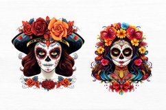 Dia De Los Muertos Skeleton Watercolor Sublimation Clipart Product Image 4