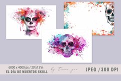 Watercolor El Día de Muertos skull illustration - 3jpeg file Product Image 1