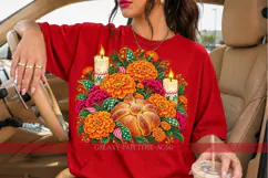 Dia de Muertos Ofrenda PNG with Marigolds and Candles Product Image 1