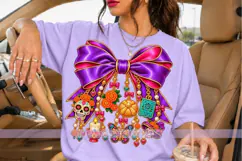 Dia de Muertos Bow PNG with Sugar Skull Charms Product Image 2