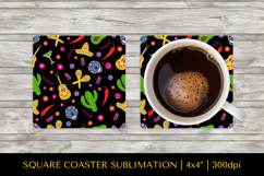 Dia De Los Muertos square coaster sublimation design PNG 006 Product Image 1