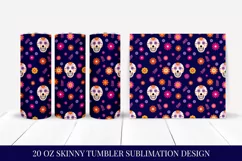 Dia De Los Muertos Skinny Tumbler Wrap Sublimation Design 10 Product Image 2