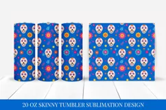Dia De Los Muertos Skinny Tumbler Wrap Sublimation Design 10 Product Image 3