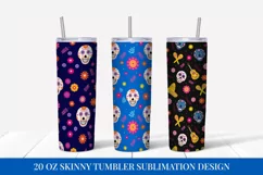 Dia De Los Muertos Skinny Tumbler Wrap Sublimation Design 10 Product Image 1