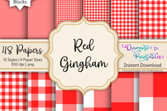 Red Gingham Digital Paper Pack | 12 Styles | 4 Sizes | png Product Image 1
