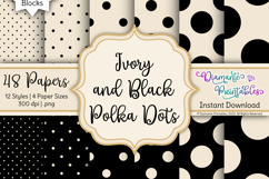 Ivory and Black Polka Dots Digital Paper Pack | 12 Styles Product Image 1