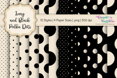 Ivory and Black Polka Dots Digital Paper Pack | 12 Styles Product Image 2
