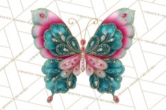 Sparkly Diamond Butterfly Clipart Colorful PNG Graphics Product Image 3