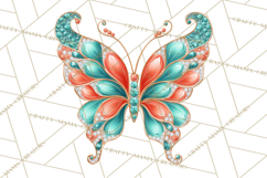 Sparkly Diamond Butterfly Clipart Colorful PNG Graphics Product Image 4