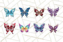 Sparkly Diamond Butterfly Clipart Colorful PNG Graphics Product Image 2