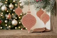 Diamond Grid Christmas Ornament SVG Wood Laser Cut Product Image 1